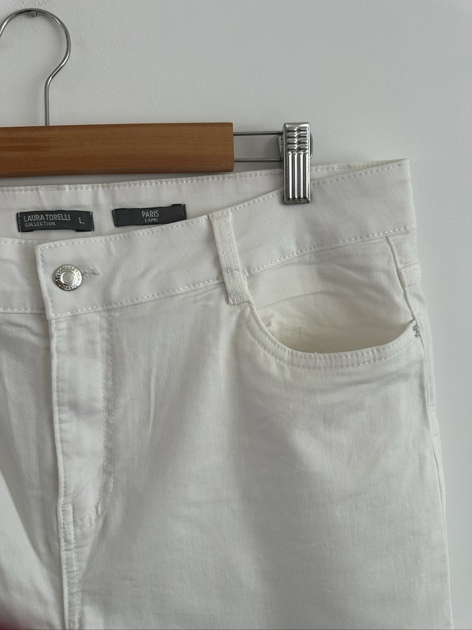 Pantalón Capri Blanco Laura Torelli L (42) / Pirata Vaquero Elástico – photo 3